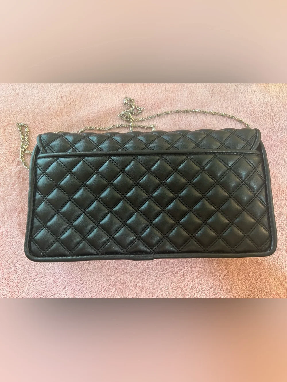 The Danbury Mint, I love You Quilted Black Chain Crossbody Clutch
